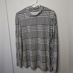LAURA Plus Size Long Sleeve Shirt Women Size XXL Black And White houndstooth